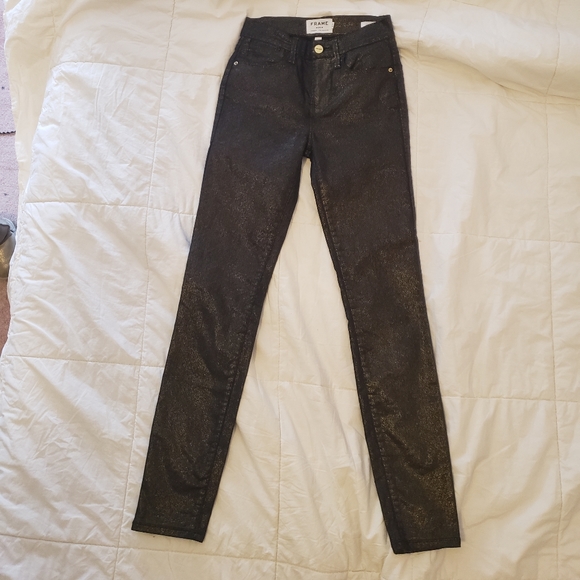 Frame Le High Skinny Ankle Metallic Jeans - Picture 2 of 3